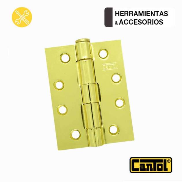 Bisagras Bronce Pulido Cantol de 4 x 3 pulgadas - 2 unidades
