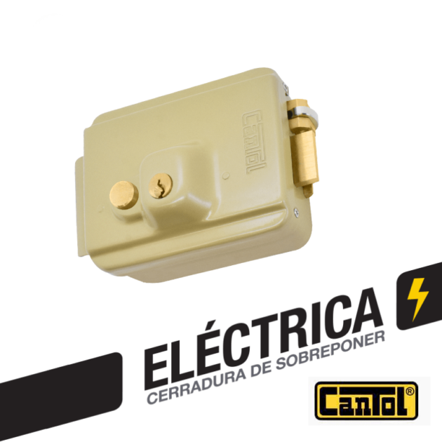 Cerradura Eléctrica con botón color Crema