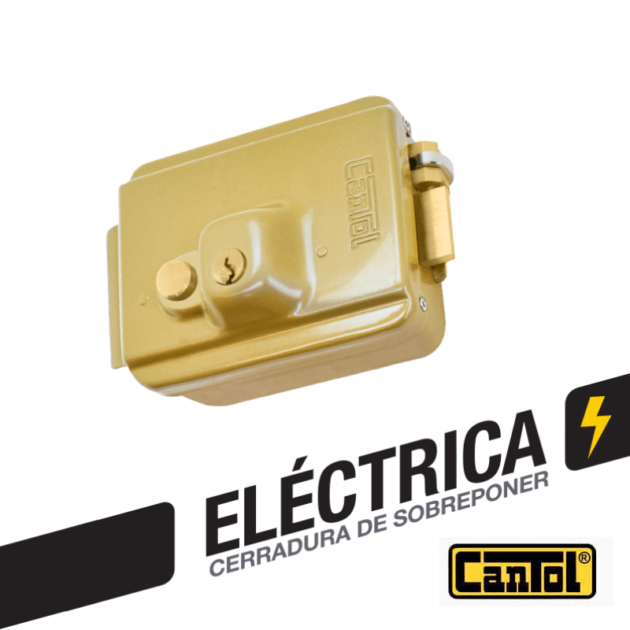Cerradura Eléctrica con botón color Dorado