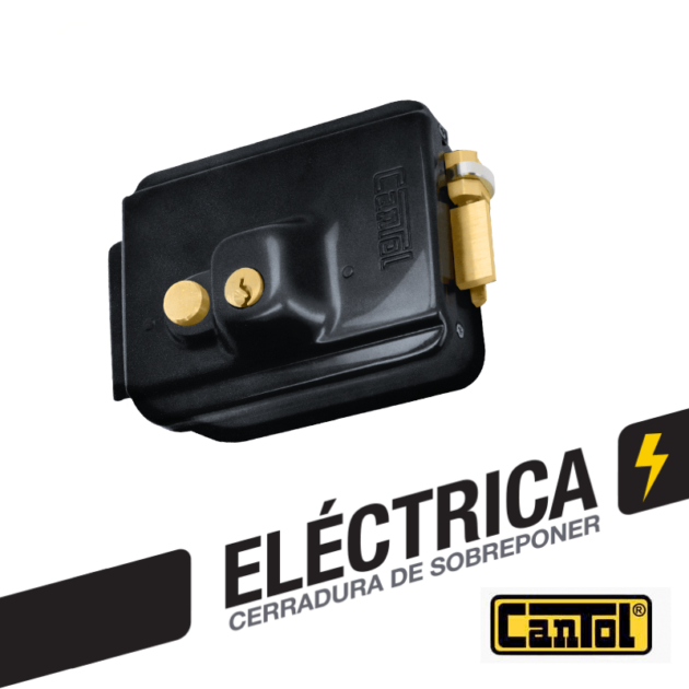 Cerradura Eléctrica con botón color Negro