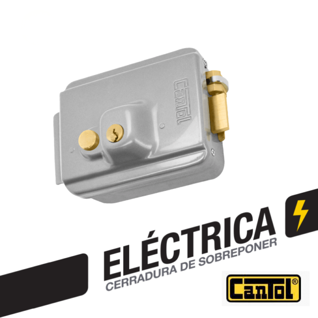 Cerradura Eléctrica con botón color Plateado