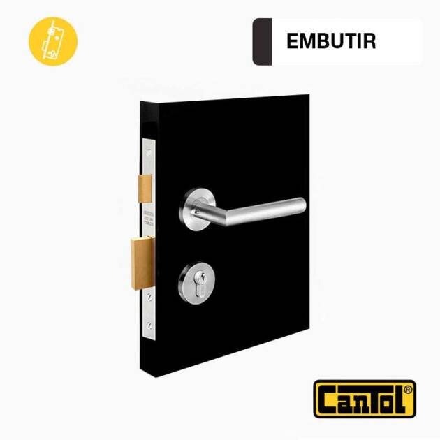 Cerradura de Embutir Ginebra 45 - Acero Inoxidable - Manija Estándar Reversible