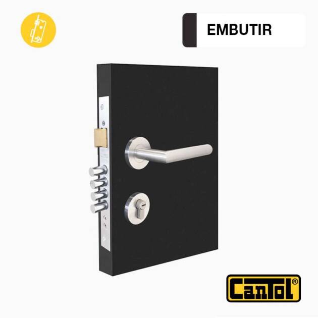 Cerradura de Embutir Ginebra 50 - Acero Inoxidable - Manija Estándar Reversible