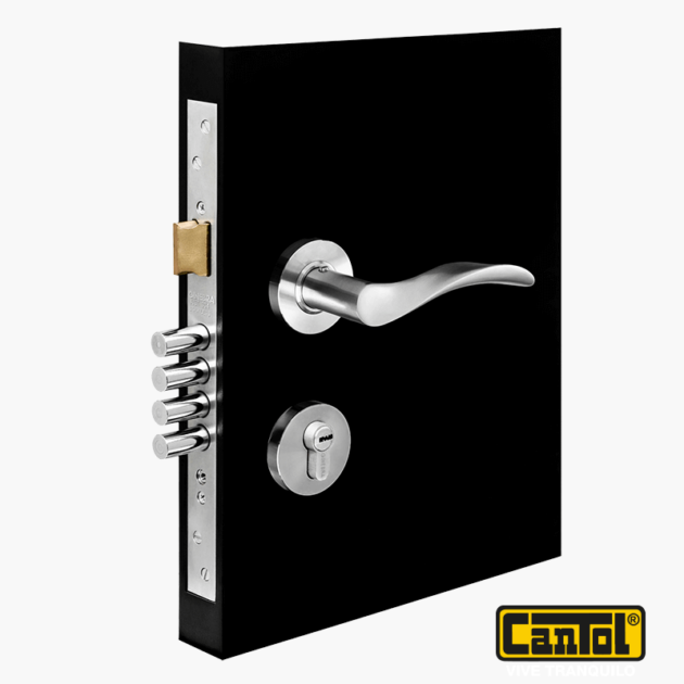 Cerradura de Embutir Ginebra 60 - Acero Inoxidable - Manija Onda