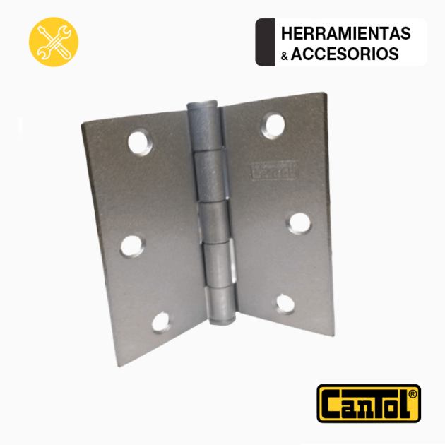 Bisagras Aluminizadas Cantol de 3.5 x 3.5 pulgadas - 3 unidades