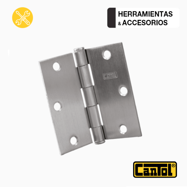 Bisagras Aluminizadas Cantol de 3 x 3 pulgadas - 3 unidades