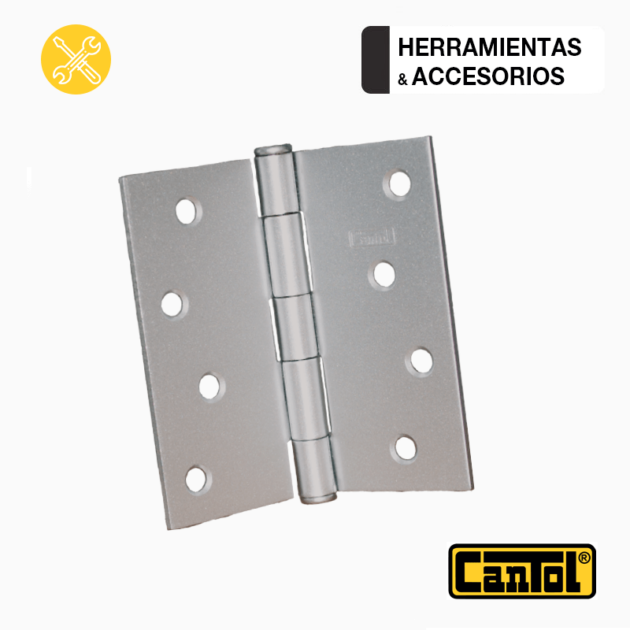 Bisagras Aluminizadas Cantol de 4 x 4 pulgadas - 12 unidades