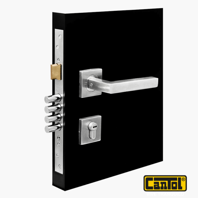 Cerradura de Embutir Ginebra 60 - Acero Inoxidable - Manija Cuadrada - Reversible